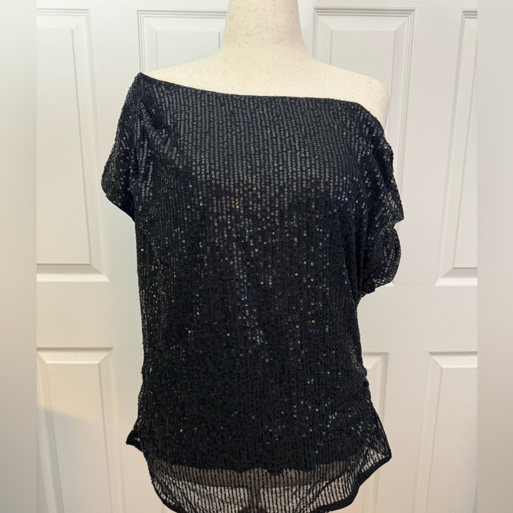 Grace Karin Elegant Black Sequin Off-Shoulder Women’s Top Size XXL
